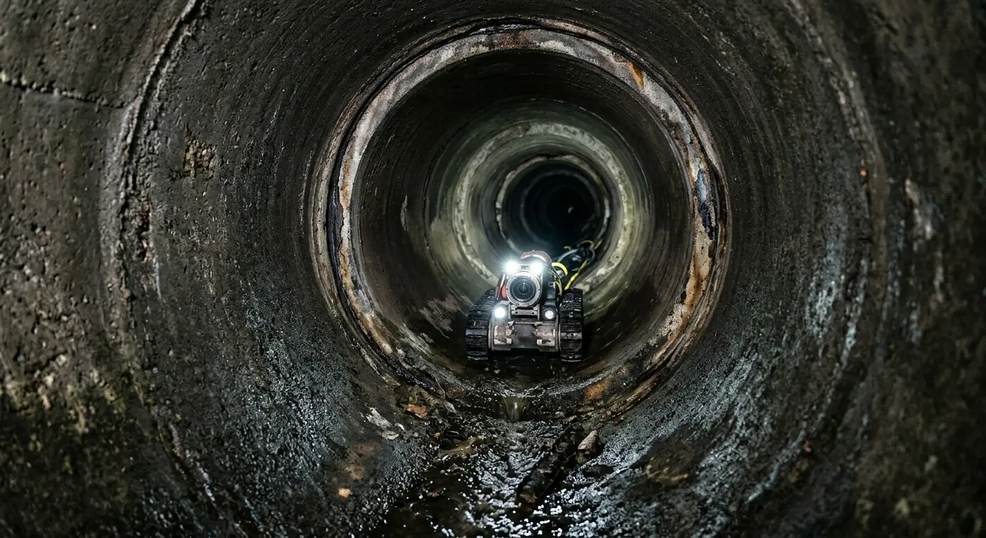Robotic sewer camera inspecting pipe interior for Sewer Line Cleaning in Texarkana